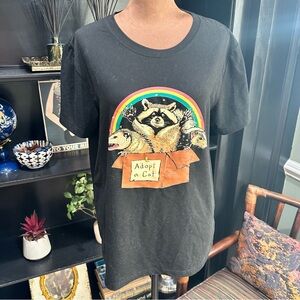 ROMWE “Adopt a Cat” Graphic Tee – Size L – Unisex & Stretchy